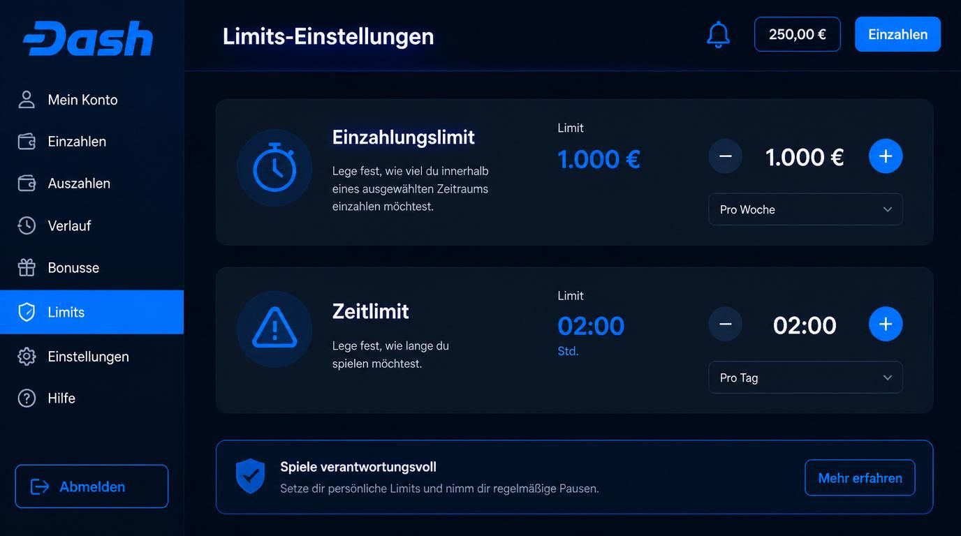 Verantwortliches Spielen: Limits, Zeitkontrolle, Stoppsignal