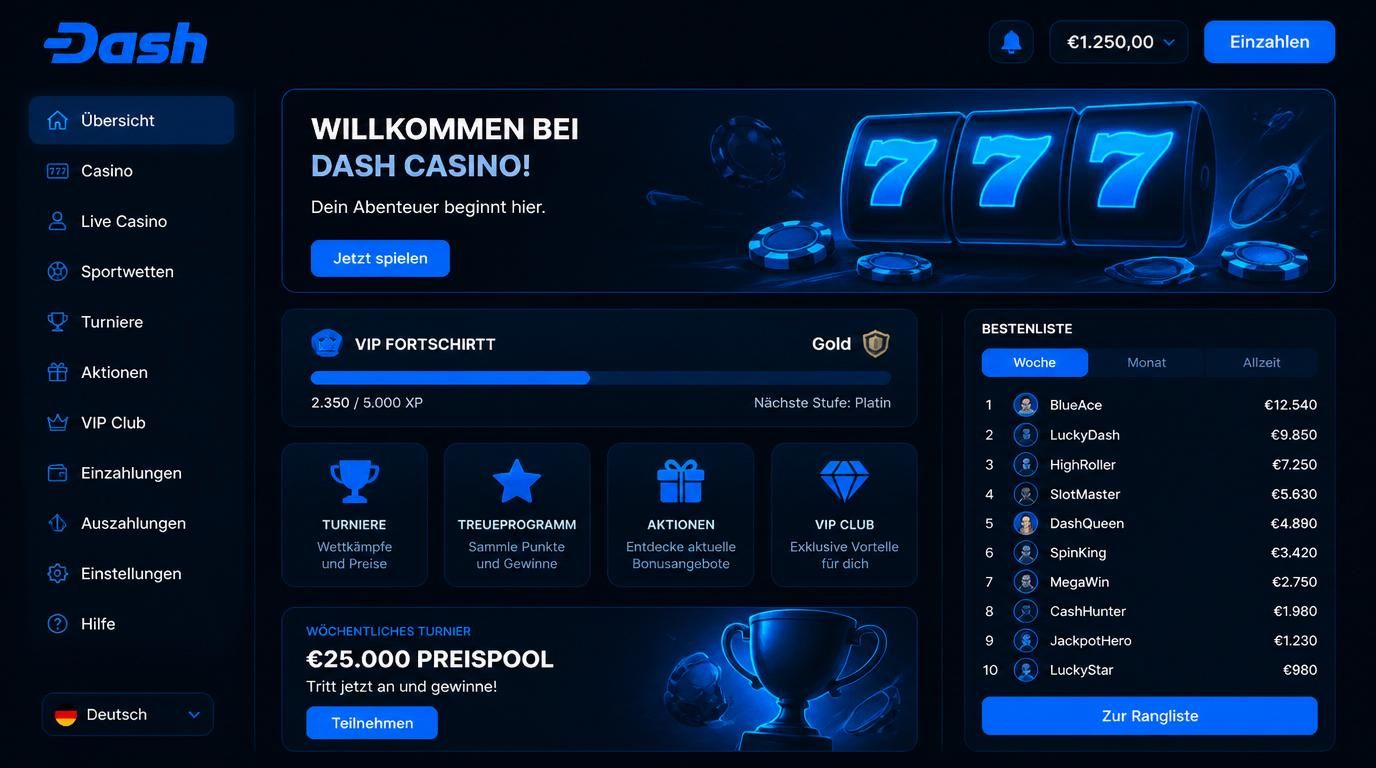 deutsches casino dashboard mit rangliste und treueprogramm